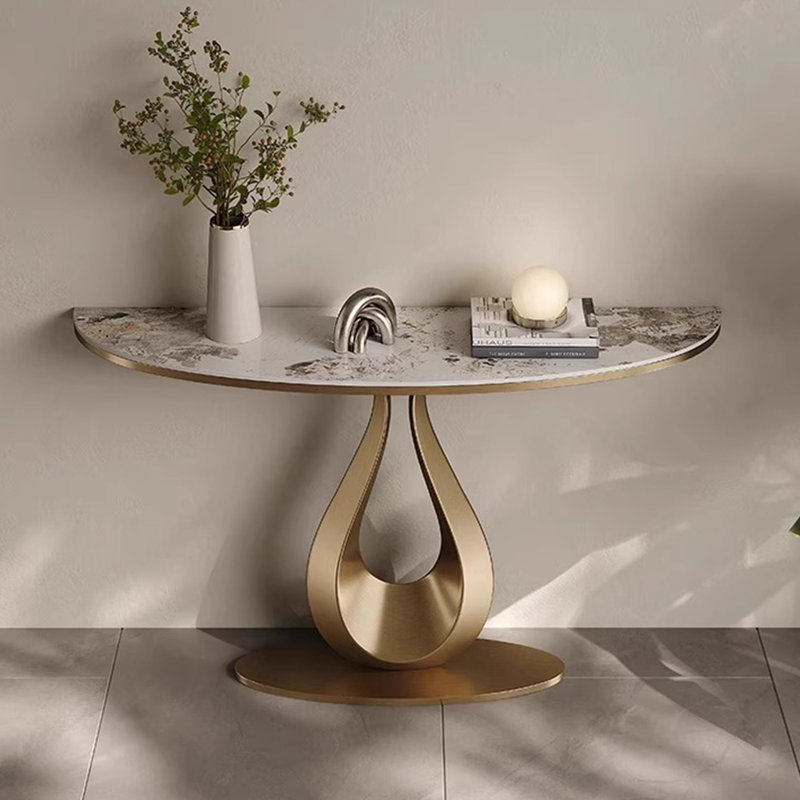 Light luxury style simple console table, 33.5" H x 47.2" W x 13.8" D, Gold