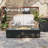 56 in. Rectangular Magnesium Oxide Outdoor Fire Pit Table with Tank Cover, Wind Guard and Rain Cover-709731517