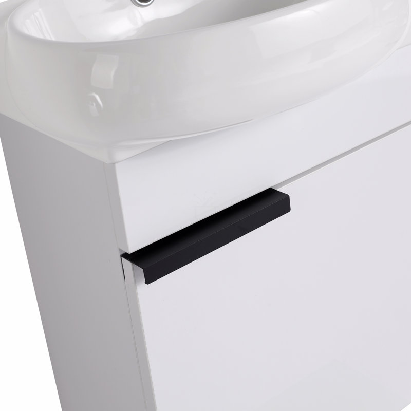 Meuble-lavabo à fermeture en douceur avec lavabo, Blanc
