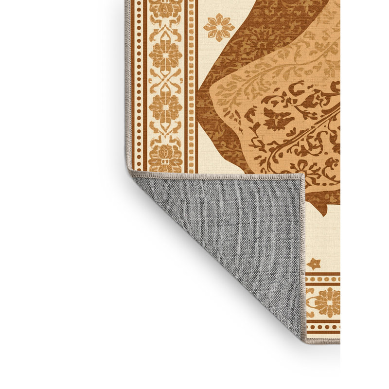 Tapis damassé classique beige lavable à la machine Elida Zorya, 2 x 3