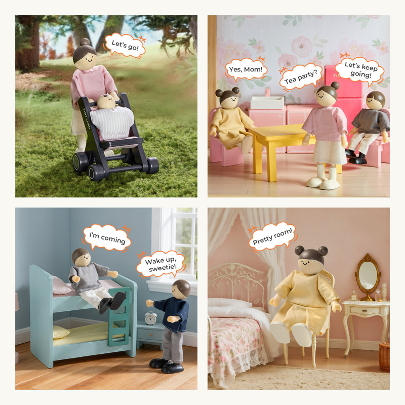 Tiny Land® Wooden Dollhouse Dolls