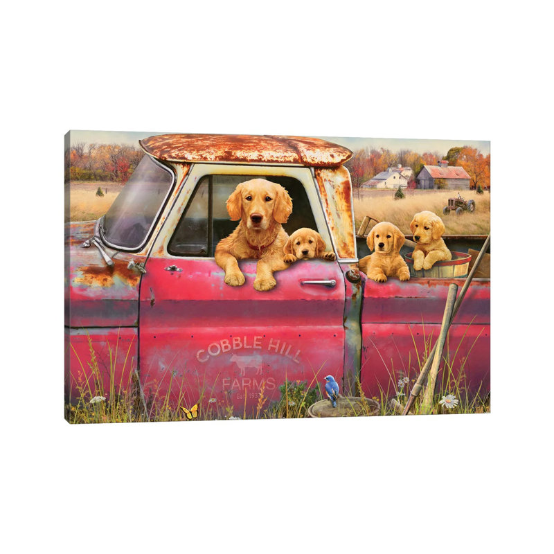 Goldens And Truck - Wrapped Canvas Painting, 101.6 cm H x 66.04 cm W x 3.175 cm D