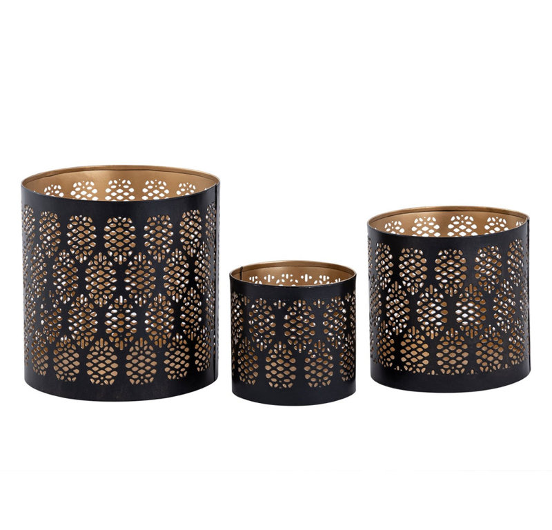 3 Piece Metal Tealight Holder Set