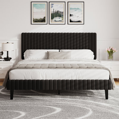 Tête de lit et pied de lit en velours avec revêtement matelassé