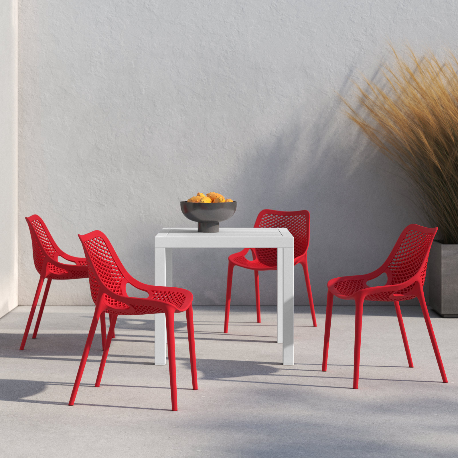 Asherton 32" Patio Dining Set, White/Red