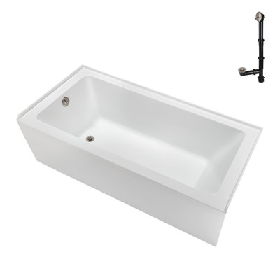 Streamline 60 in. x 30 in. Acrylic Left-Hand Drain Alcove Bathtub in Glossy White With External Drain