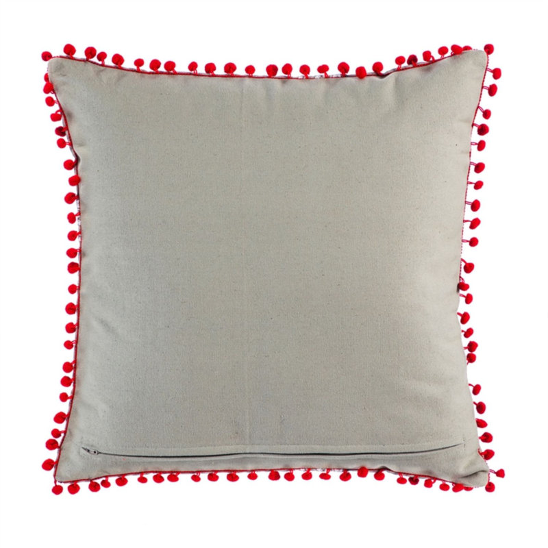 Fringed Cotton Blend Throw Pillow
