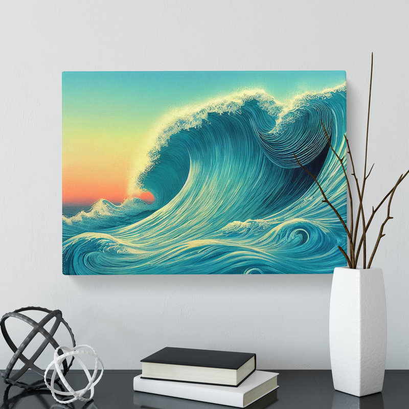 Modern Ocean Wave - Wrapped Canvas Painting, 35cm H x 50cm W x 3cm D