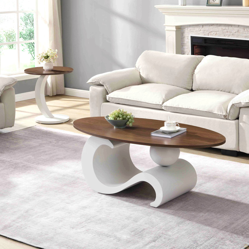Ensemble de 2 tables basses Nesting, ensemble de tables basses orales et rondes, table
