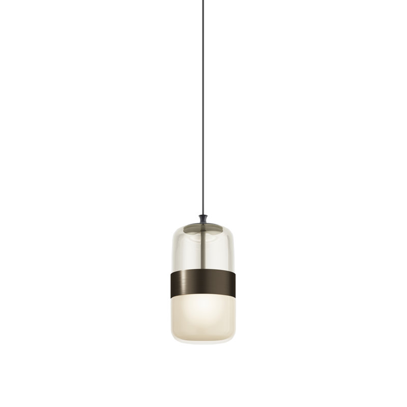 Futura 1 - Light Pendant, 96" H x 9" W x 9" D, Amber/Brass, Matte Black