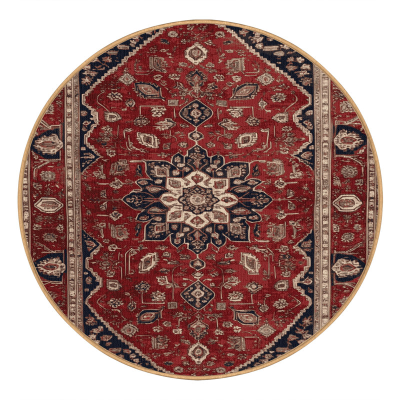 Machine Washable Persian Brown Area Rug, Round 3'