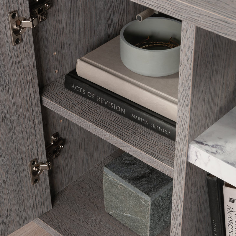 Ashen Oak Contemporary Nightstand with Faux Marble Accent