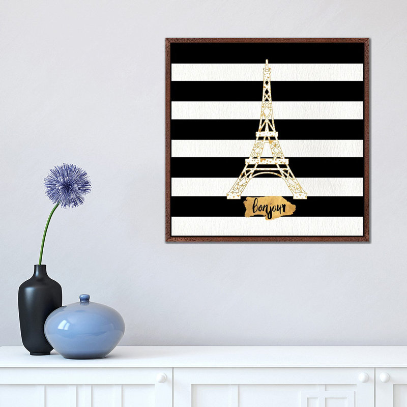 Gold Paris Collection II by Sd Graphics Studio - Print on Canvas, 45.72 cm H x 45.72 cm W, Brown Framed Canvas