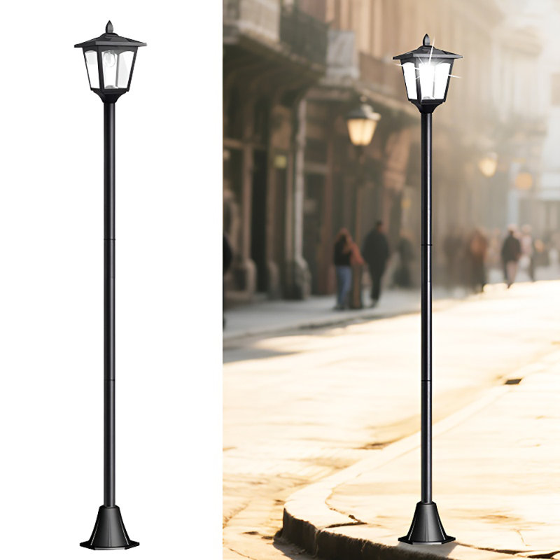 Lampadaire solaire 67 po pour l'extérieur - éclairage de chemin imperméable avec poteau réglable