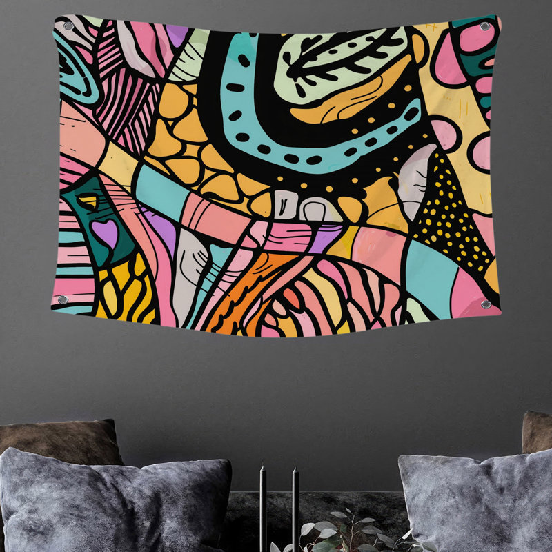 Mosaic Wall Tapestry -  Abstract Wall Decor, 50" H x 60" W