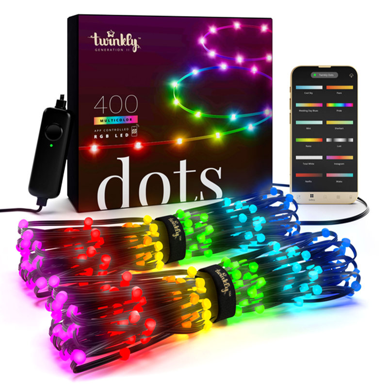 Twinkly Smart Decoration 400 Multicolor LED App Controlled Dots Lights, Black