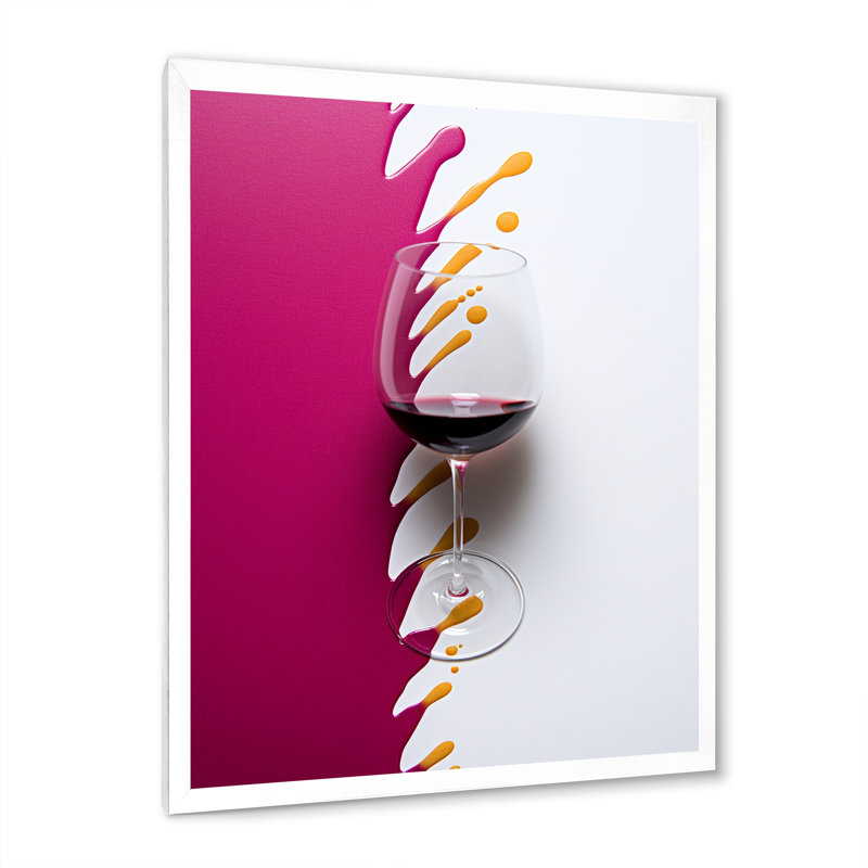 «Red Wine Glass», présentation sur toile, H 20 po x l 12 po x P 1 po, Cadre simple blanc