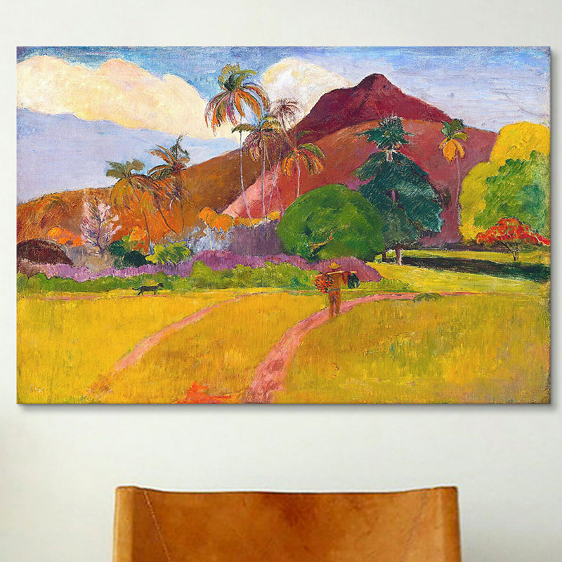 « tahitian landscape » par reproduction d’art sur toile Paul Gauguin, H 12 po x l 18 po x p 1,5 po, Pas de tapis