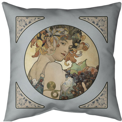 Coussin décoratif à panneaux de fruits alphonse mucha