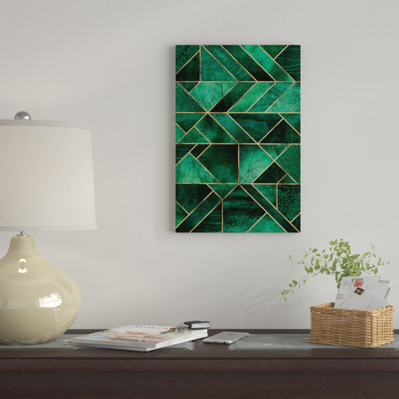 «Abstract Nature - Emerald Green» par Elisabeth Fredriksson - impression d'art graphique, H 12 po x l 8 po x P 0,75 po