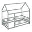 Lit simple en bois en forme de maison - Structure de toit et barrières de sécurité-1625137474