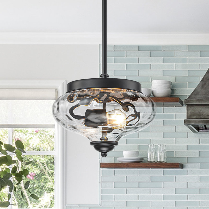 Luminaire suspendu en verre martelé à 2 lumières Darrus