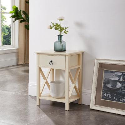 Mutchler Small End Table with Storage Shelf and Drawer, Solid Wood End Table for Bedrooms, Living Room End Table, End Table with Storage, Side Table with Drawers