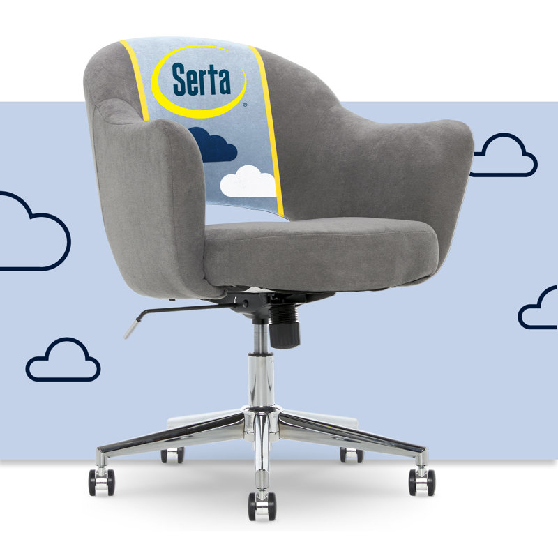 Gray Fabric Swivel Home Office Chair with Chrome Accents