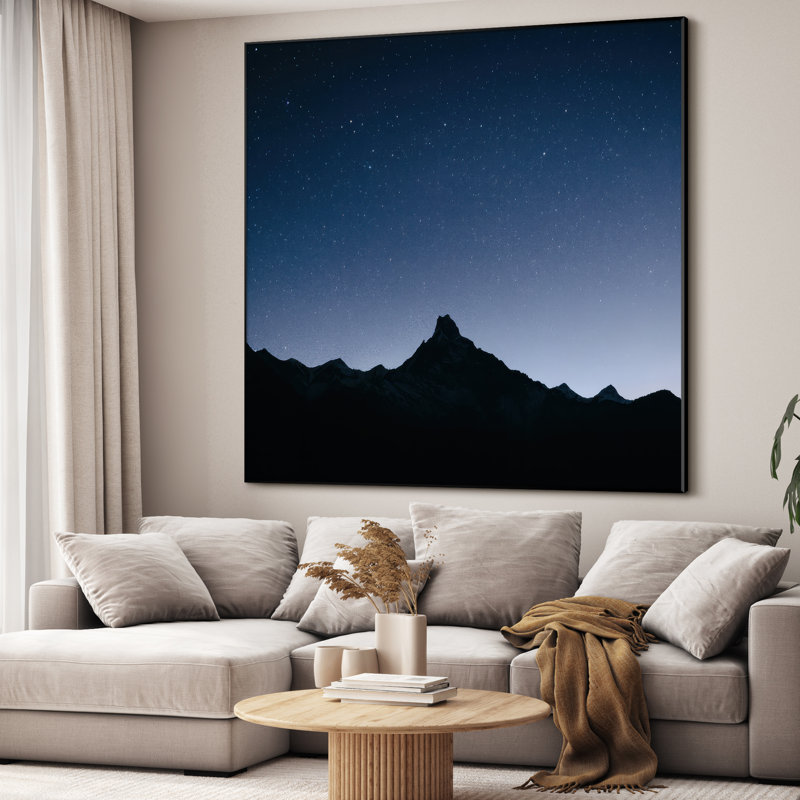 Très grande reproduction d'art sur toile - Paysage de montagne, œuvre d'art pour le salon ou la chambre à coucher - «Assemblage requis du cadre (cadre non fini)»