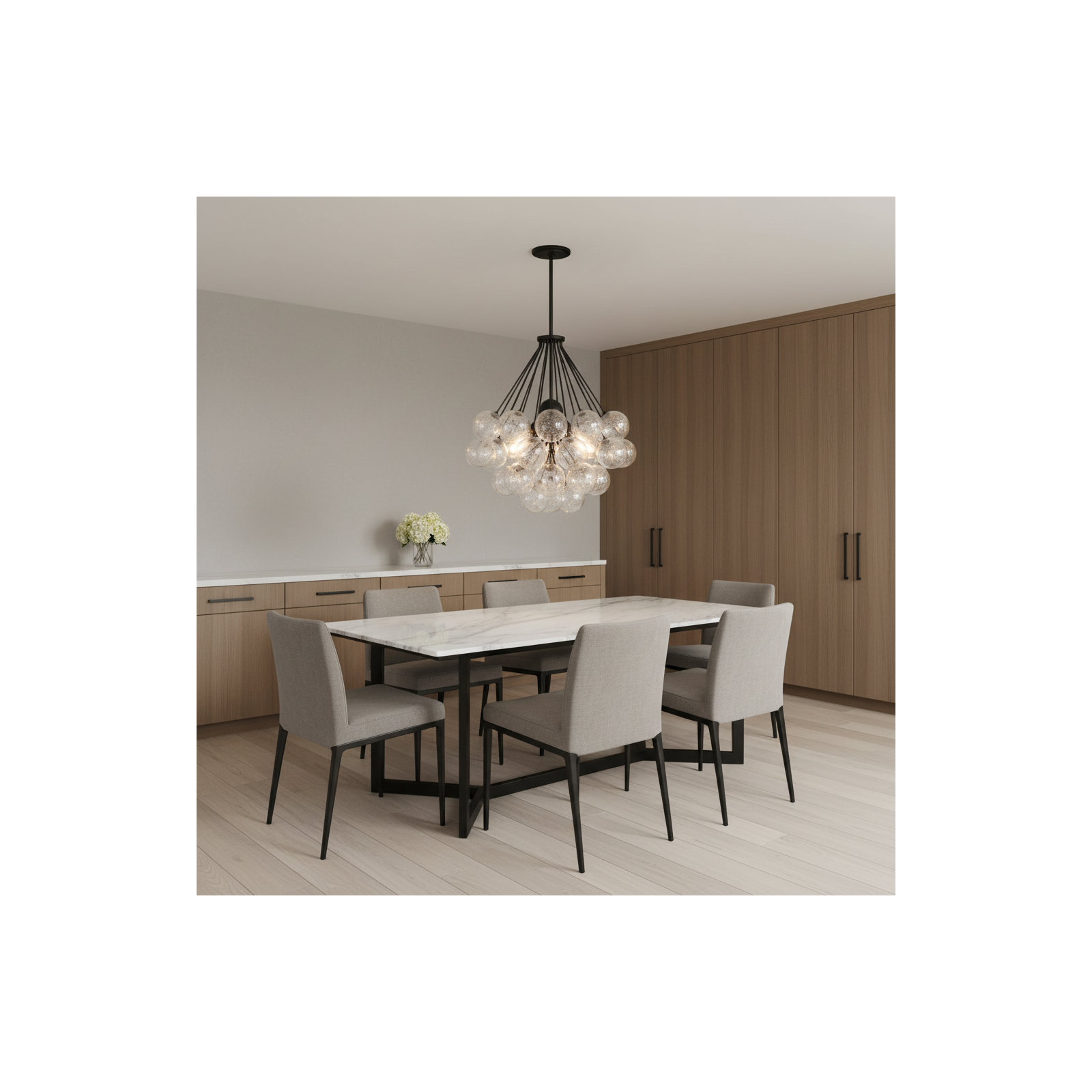 Logan 3 - Light Unique Sphere Chandelier, Matte Black