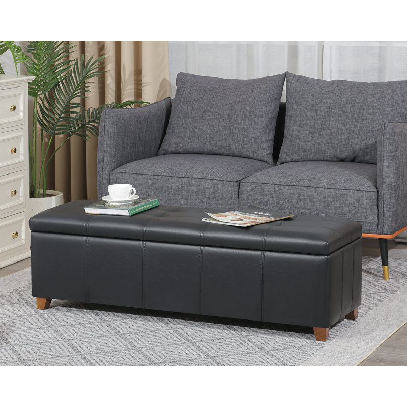 Banc de rangement avec repose-pieds 48 po, Noir