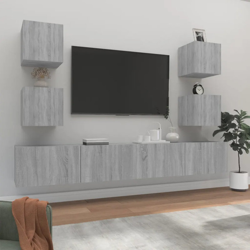 Koppe Unfinished Floating TV Stand for TVs up to 32", 80cm W x 30cm D x 30cm H, Grey Sonoma
