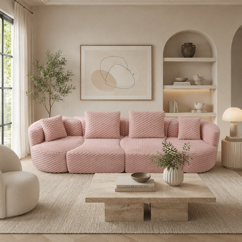 Canapé modulaire modulaire 137,8 po, Pink