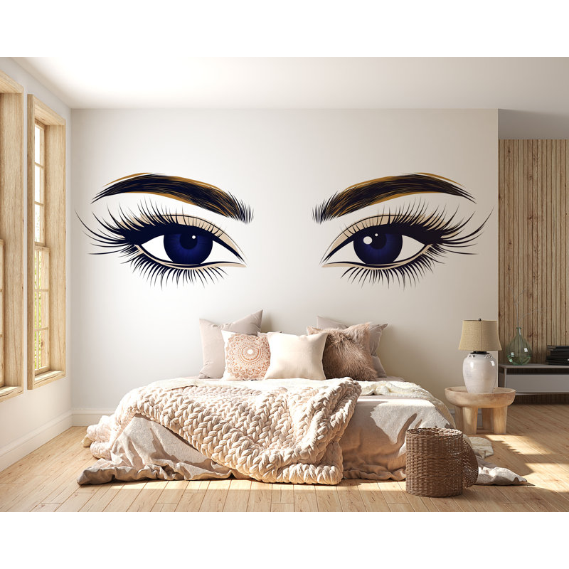 Adhésif décoratif Lash Studio, art mural beauté yeux, décoration de salon de cils, esthétique de chambre 563MV, 42 po x 80 po