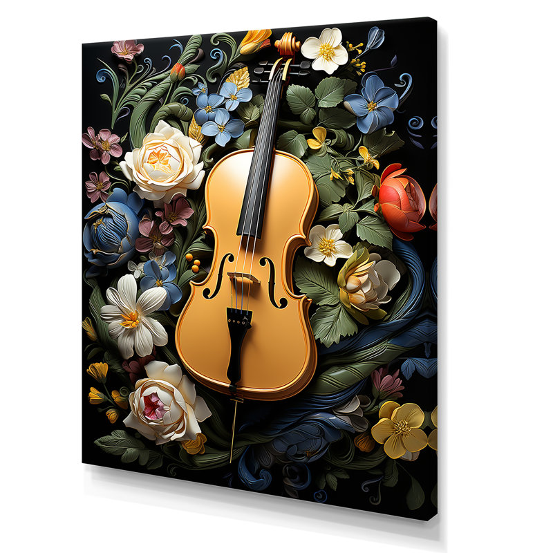 «Yellow Nature's Harmony» - art mural musique, Toile tendue, H 32 po x l 16 po x P 1 po