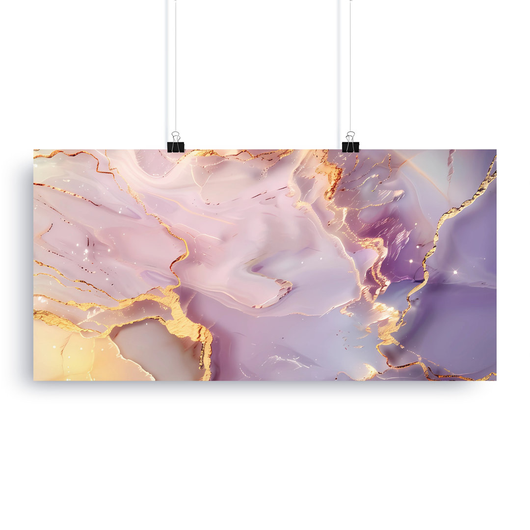 Abstract Wall Art, Metallic Gold Purple Canvas, Flowing Fabric Print, Modern Home Decor, Wrapped Canvas Art, Horizontal Vertical Art
