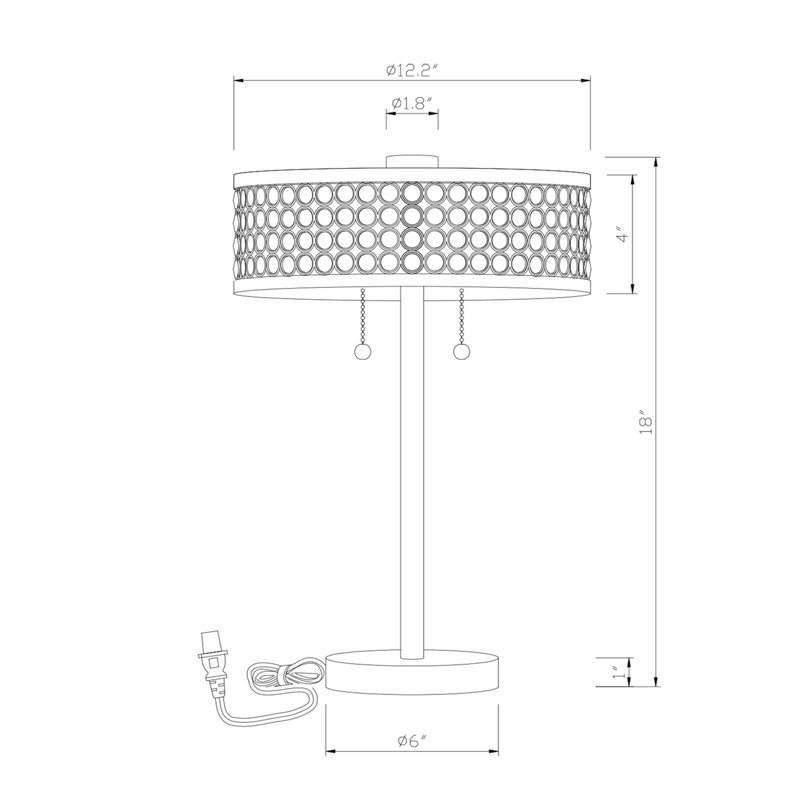 Ensemble de base de lampe de table 18 po en chrome