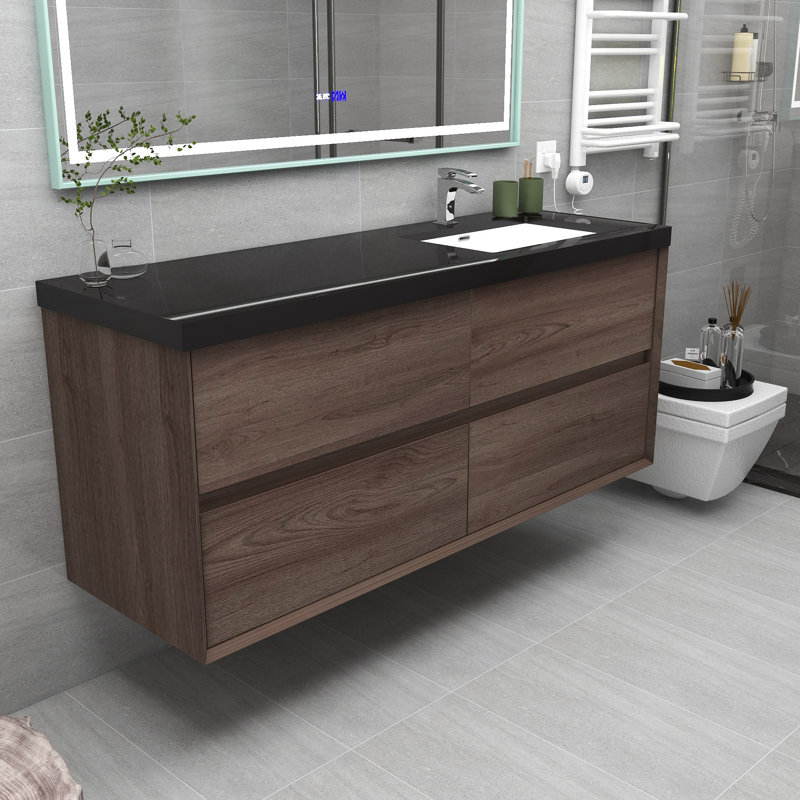 Ensemble de meuble-lavabo simple 60 po Smajo, Chêne rouge