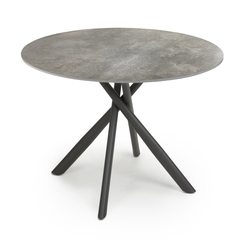 Uzair Round Glass Top Metal Base Dining Table