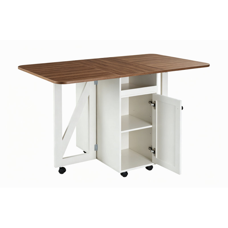 Foldable Dining Table For Kitchen, Walnut / Beige