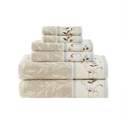 Elegant Cotton Bath Towels, Jacquard Embroidered Set For Modern Bathroom