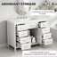 Meuble-lavabo autoportant de 119 cm (47 po) seulement, 2 portes à fermeture amortie, 8 tiroirs, blanc