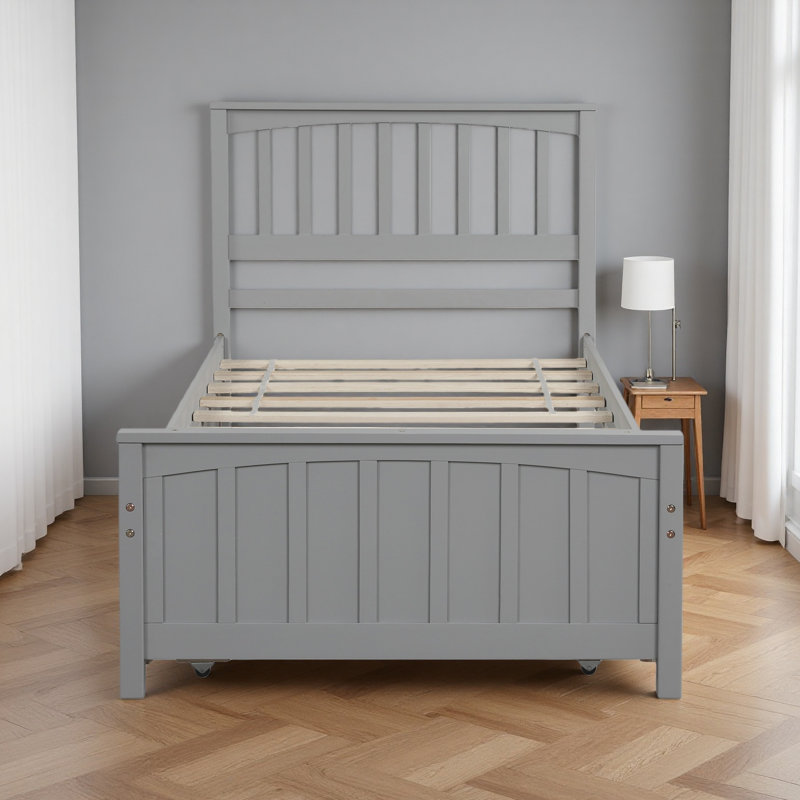 Lit plateforme simple avec lit gigogne, Gris