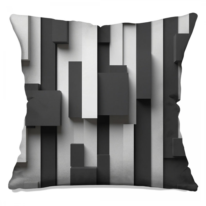 Black White Rectangles Double Sided Throw Pillows, 16 x 16 inches