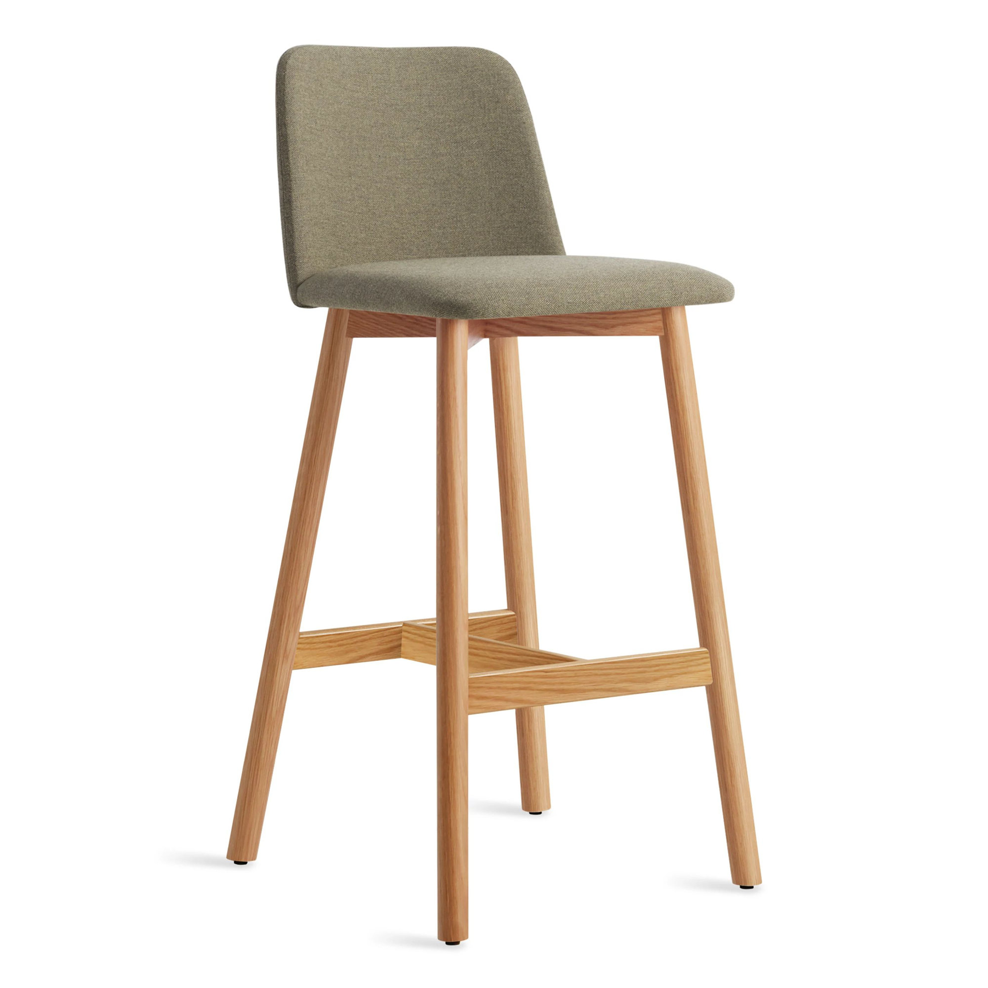 Chip Stool, Toohey Olive Plainweave, Bar Stool (31" Seat Height), White Oak