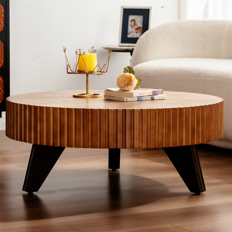 Table basse 35,4 po, Plateau naturel / structure noire