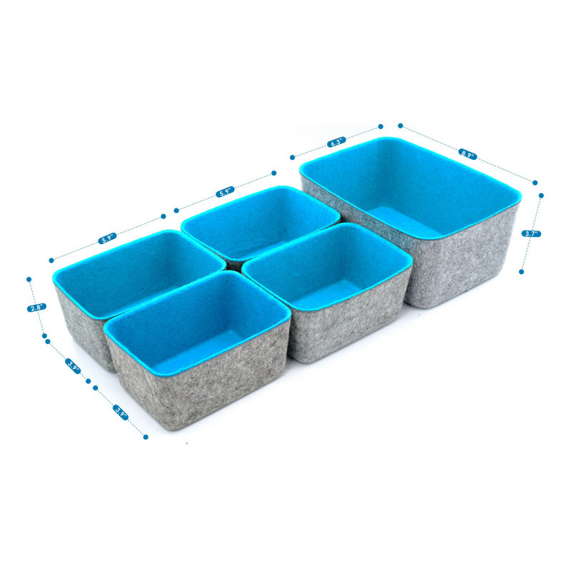 Fabric Desk Organizer Set, Turquoise