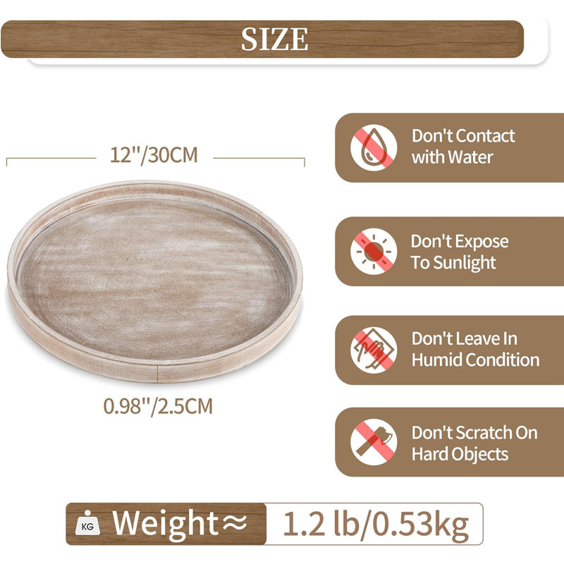 Whitewash Wood Candle Plate
