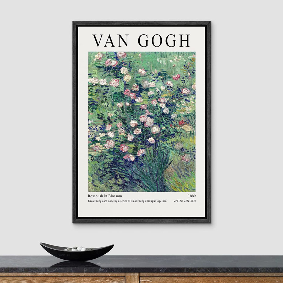 SIGNLEADER Framed Canvas Print Wall Art Rosebush In Blossom Botanical Brushstroke Illustrations Fine Art Traditional Colorful Multicolor For Living Room, Bedroom, Office - 24"X36" Black SIGNLEADER 