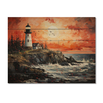 Phare guidant le pointillisme II sur bois